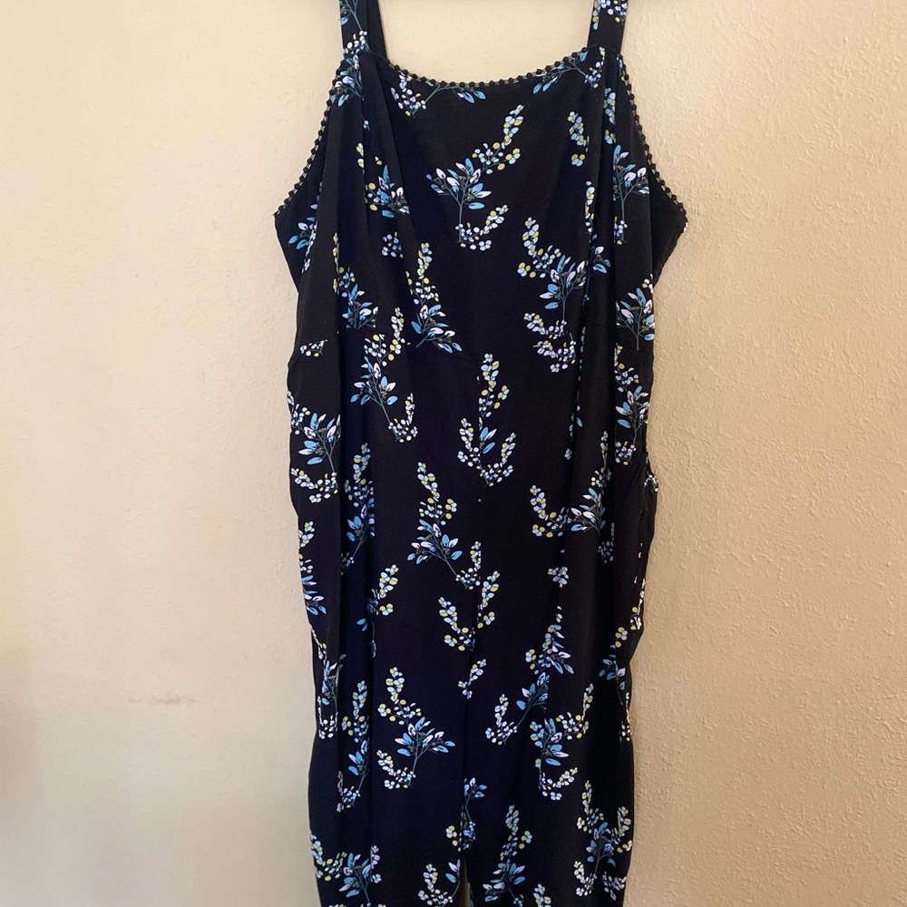 LOFT Black Floral Jumpsuit